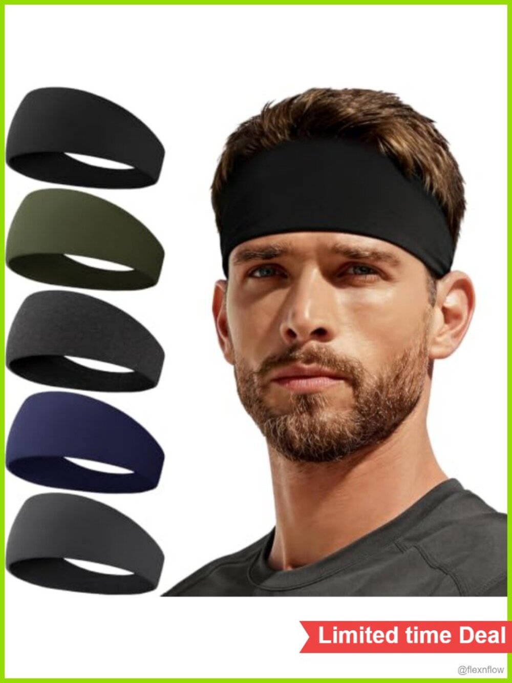 5 Pack Moisture Wicking Sport Headbands, Non Slip Workout Sweatbands for Running